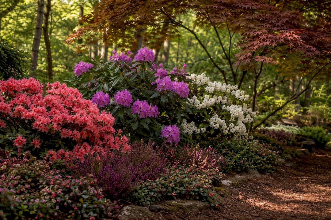 Layered companion planting in acidic bed