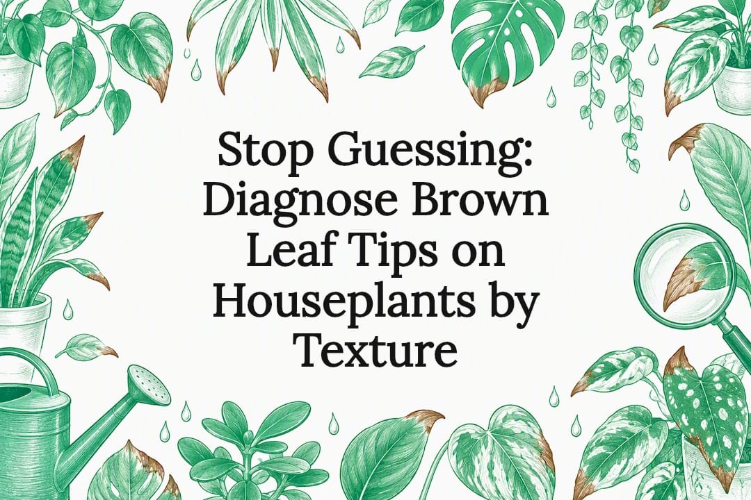 Decorative brown leaf tips title card