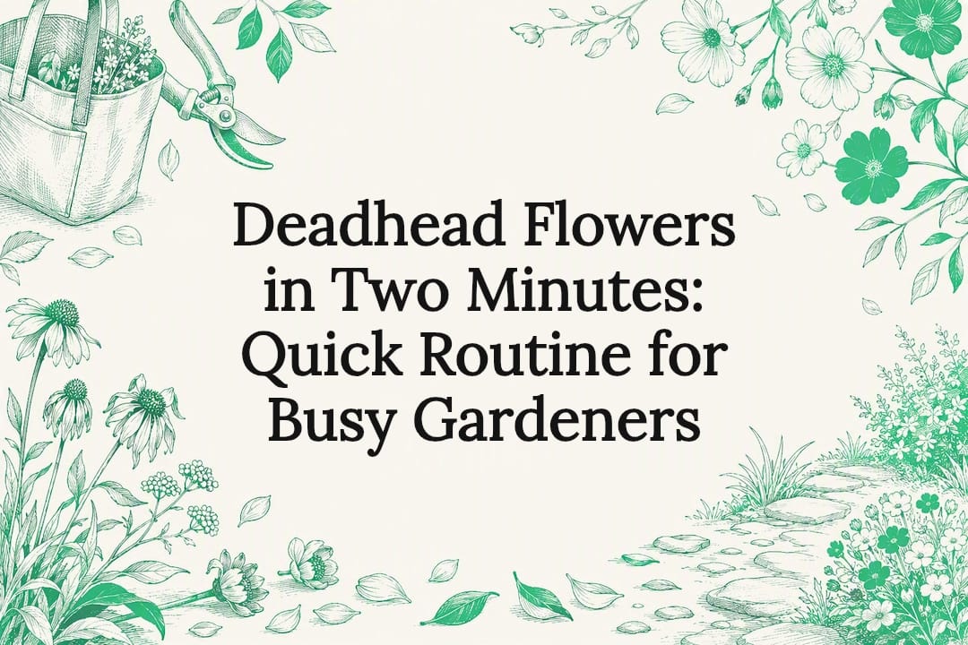 Deadheading garden title card illustration