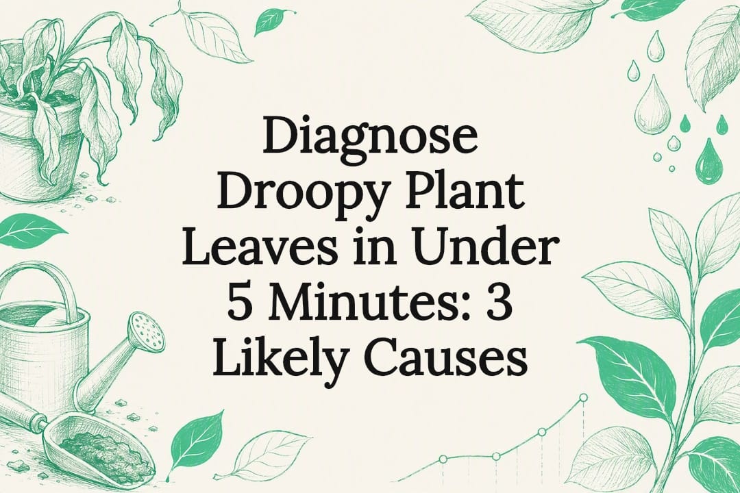 Decorative droopy plant leaves title card