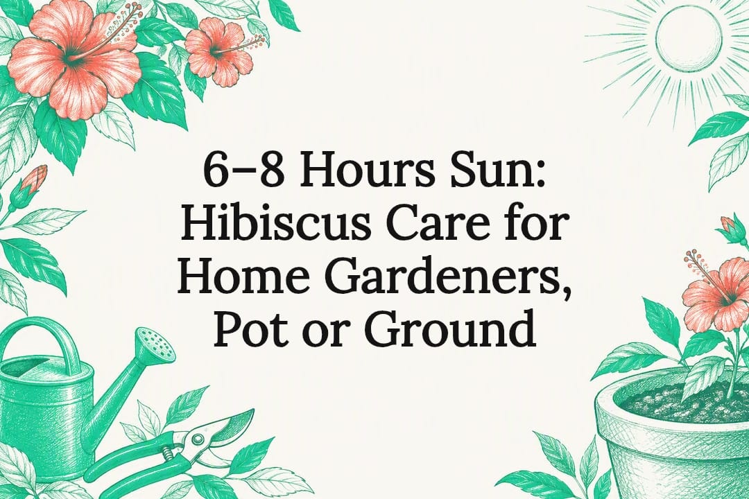 Decorative hibiscus care title card illustration