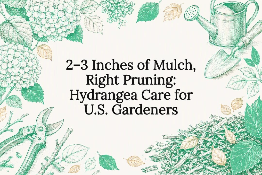 Decorative hydrangea care title card