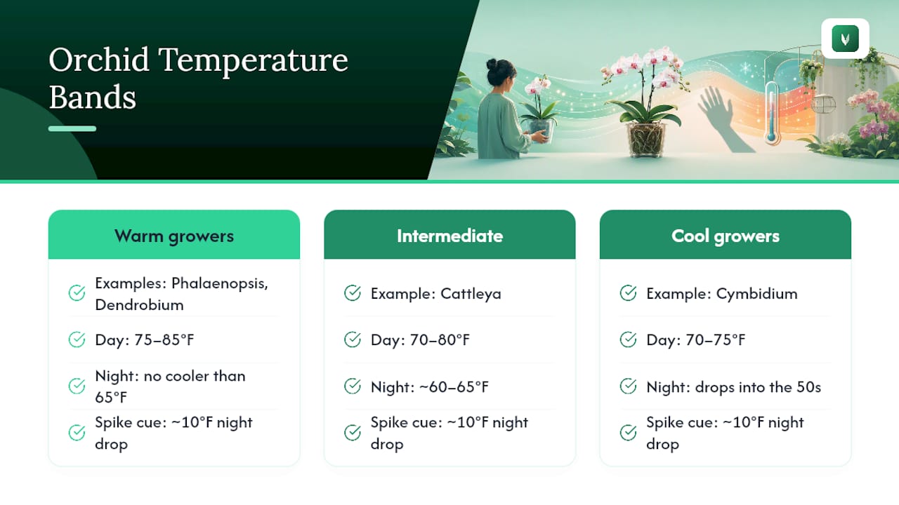 Orchid temperature bands and night drop