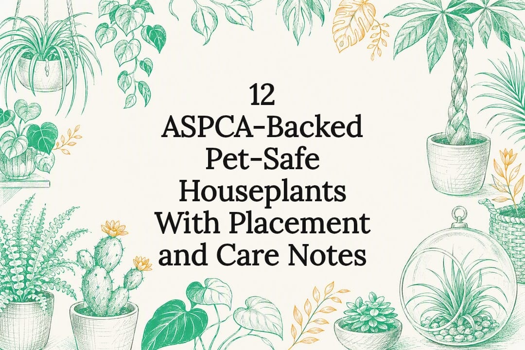 Pet-safe houseplants title card illustration