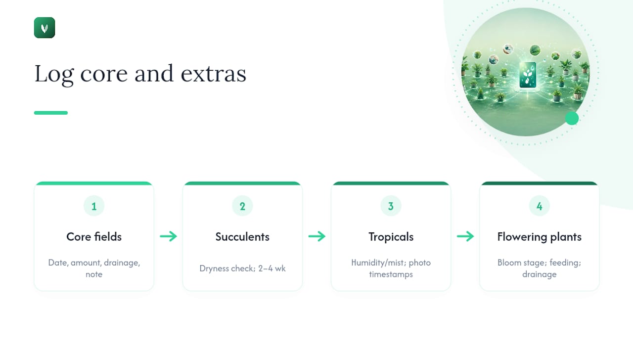Plant-type-specific watering log fields