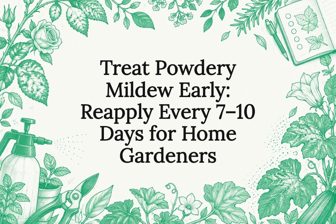 Decorative powdery mildew garden title card