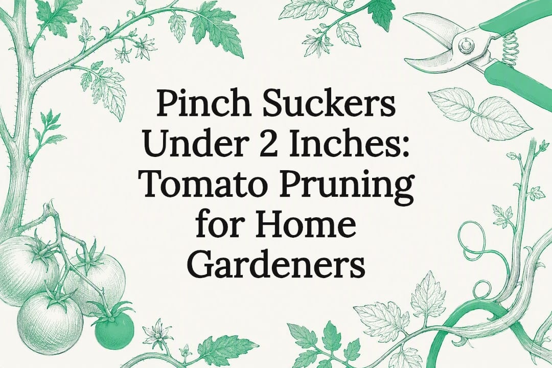 Decorative tomato pruning title card illustration