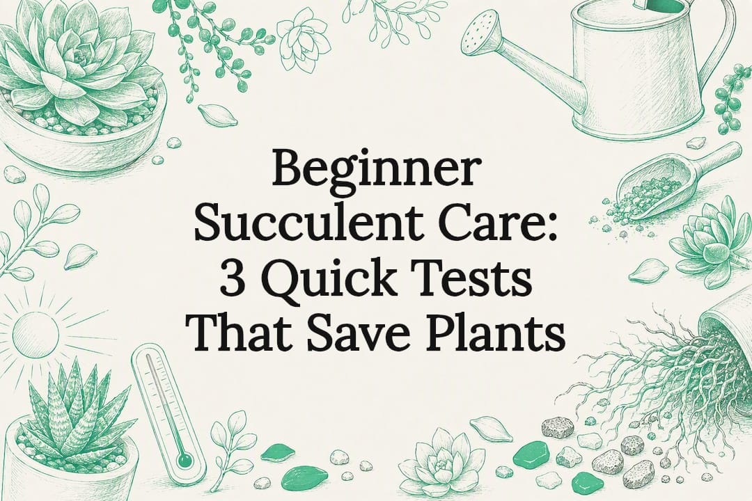Decorative succulent care title card illustration