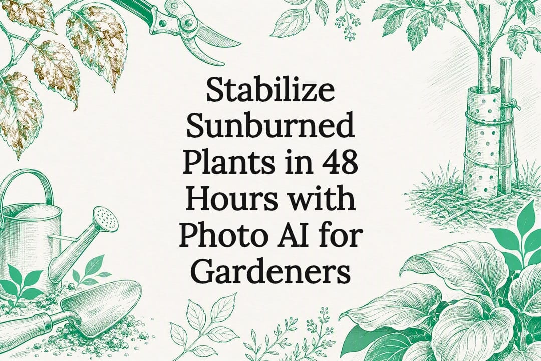 Decorative sunburned plant title card illustration