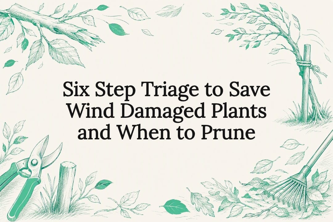 Wind damaged plant title card illustration